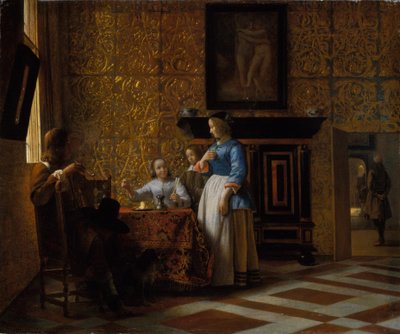 Fritid i elegante omgivelser, ca. 1663-65 (olie på lærred) af Pieter de Hooch