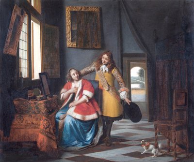 The Intruder: A Lady at her Toilet, Surprised by Her Lover af Pieter de Hooch