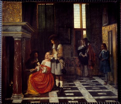Kortspillerne. Maleri af Peter Hoogh (1629-1681) Ec. Flam. af Pieter de Hooch