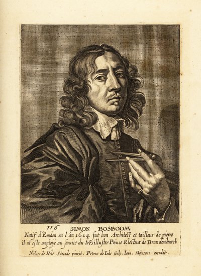 Portræt af Simon Bosboom, hollandsk guldalderarkitekt og forfatter af Pieter de II Jode