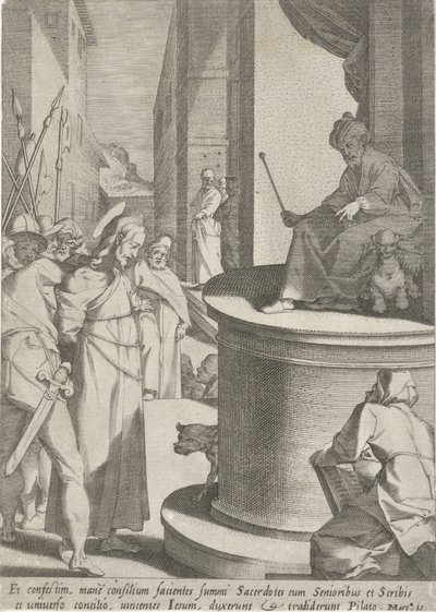 Kristus for Pilatus Passie van Christus (serietitel) Passion and Resurrection (serietitel) af Pieter de Jode (I)