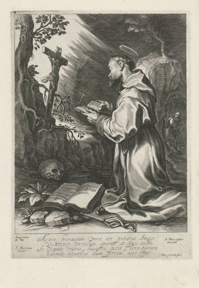Saint Francis knæler foran krucifiks af Pieter de Jode (I)