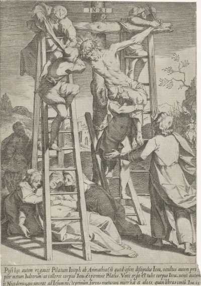 Kruisafneming Passie van Christus (serietitel) Passion and Resurrection (serietitel) af Pieter de Jode (I)