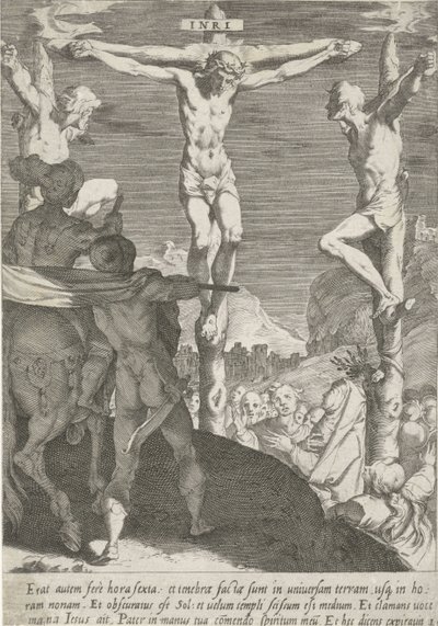Kruisiging van Christus Passie van Christus (serietitel) Passion and Resurrection (serietitel) af Pieter de Jode (I)