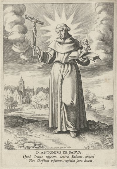 Landskab med Sankt Antonius af Padova af Pieter de Jode (I)