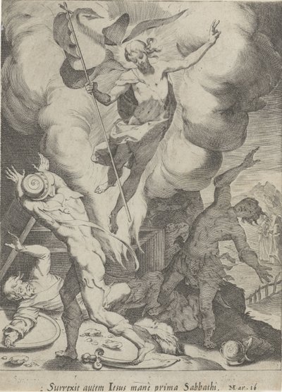 Stående van Christus Passie van Christus (serietitel) Passion and Resurrection (serietitel) af Pieter de Jode (I)