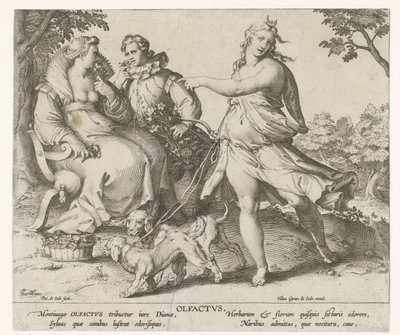 Lugt Olfactvs (titel på objekt) De fem sanser (serietitel) af Pieter de Jode (I)