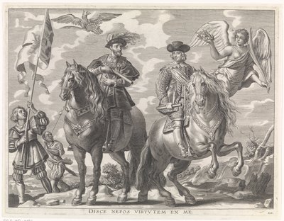 Karl V og Ferdinand til hest Kardinal-Spædbarnets glædelige indtræden i Gent, 1635 (serietitel) af Pieter de Jode (II)