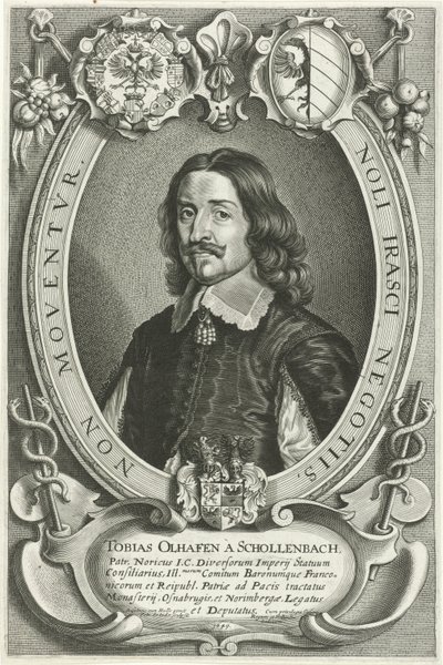 Portræt af Tobias Oelhafen van Schöllenbach Celeberrimi Legati (serietitel) af Pieter de Jode (II)