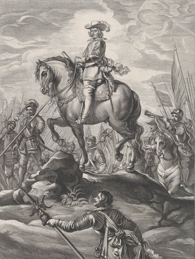 Plade 8: Ferdinand på hesteryg krydser Alperne, fra Guillielmus Becanus 