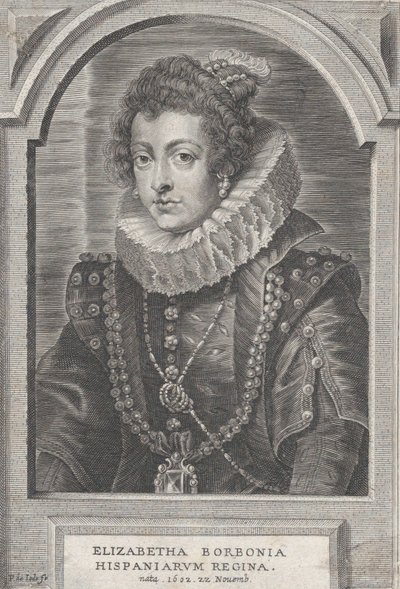 Portræt af Elisabeth af Bourbon, dronning af Spanien, ca. 1632-44. af Pieter de Jode II