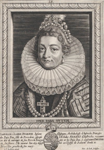Portræt af Isabella Clara Eugenia, Infanta of Spain, ca. 1650. af Pieter de Jode II