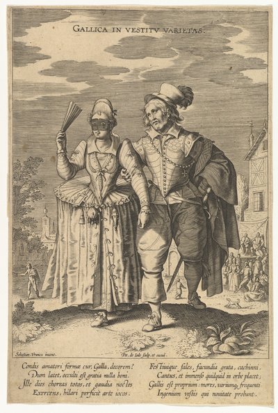Gallica in Vestitu Varietas, fra Fashions of Different Nations.n.d. af Pieter de Jode I