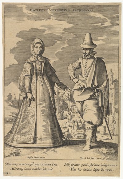 En særlig holdning hos portugiserne, fra mode fra forskellige nationer.n.d. af Pieter de Jode I