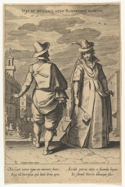 Mænds og kvinders vaner i Firenze, fra forskellige nationers mode.n.d. af Pieter de Jode I