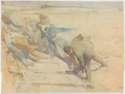 Arbejdere brækker skinner op af Pieter de Josselin