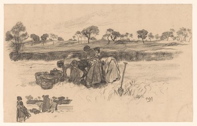 Arbejder kvinder i marken af Pieter de Josselin