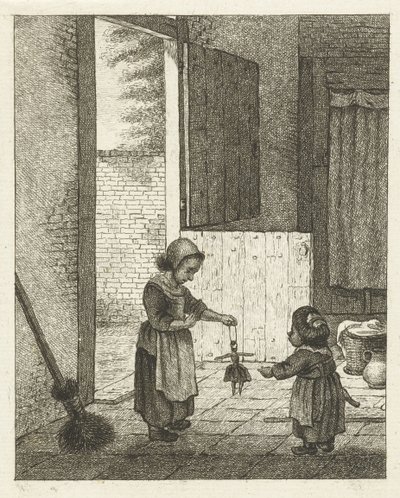 To piger leger med en dukke af Pieter de Mare
