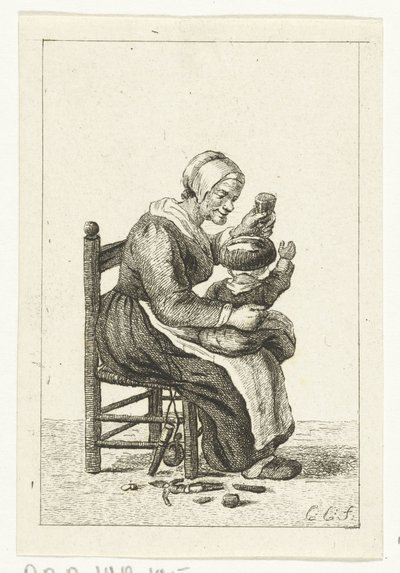 Kvinde med barn på skødet af Pieter de Mare