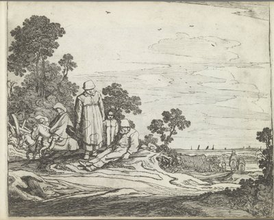 Landskab med ryttere Landskaber med figurer (serietitel) Mirror of Nature og School of Drawing (...) (serietitel) af Pieter de Molijn