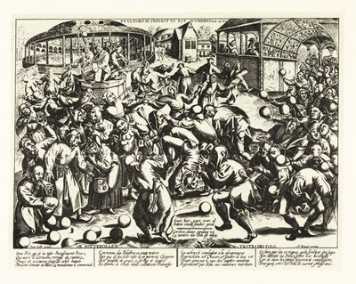 En festival for tåber, middelalder.1906 (litografi) af Pieter the Elder (after) Bruegel