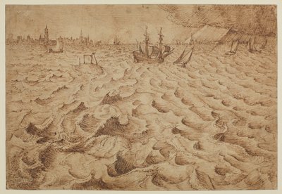 En storm på floden Schelde med udsigt over Antwerpen, 1562 - 1563 af Pieter Bruegel the Elder