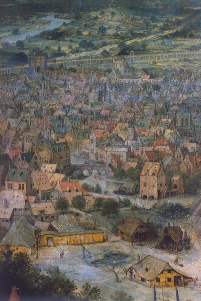 By, detalje fra Babelstårnet af Pieter Bruegel the Elder