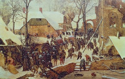 De hellige tre kongers tilbedelse i sneen af Pieter the Elder Bruegel