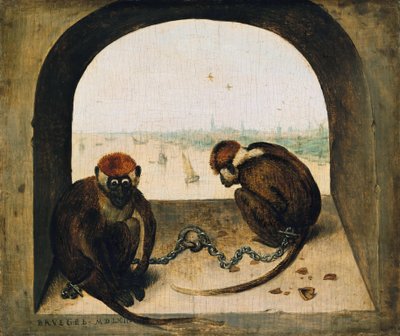 To lænkede aber af Pieter Bruegel the Elder
