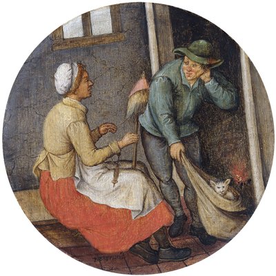 Et ordsprog - Lad katten komme ud af sækken, af Pieter Brueghel the Younger