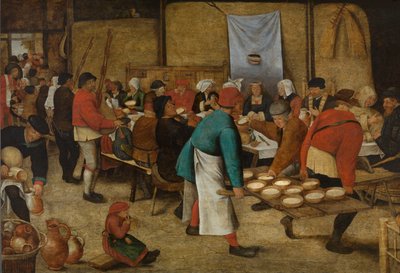 Bondebryllup i en lade, ca. 1616 (olie på panel) af Pieter the Younger Brueghel
