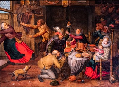 Kro-scene, slutningen af det 16. og begyndelsen af det 17. århundrede (olie på træ) af Pieter the Younger Brueghel