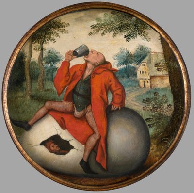 Den berusede på et æg, flamsk ordsprog, ca. 1594 (olie på panel) af Pieter the Younger Brueghel