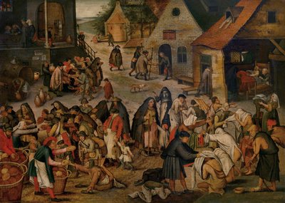 Works of Mercy (olie på panel) af Pieter the Younger Brueghel