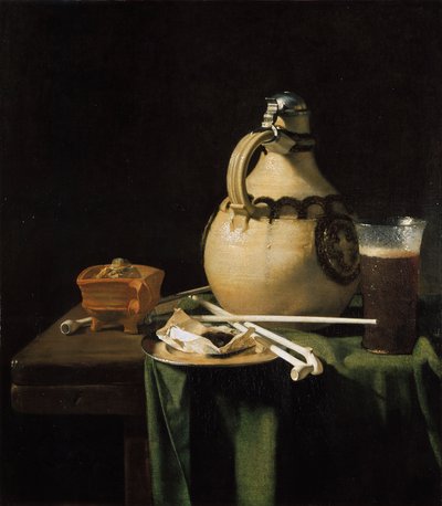 Stilleben med lerkande og lerpiber af Pieter van Anraedt