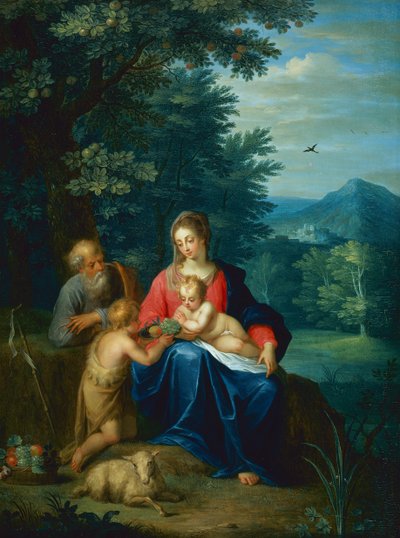 Den hellige familie med spædbarnet Sankt Johannes Døberen af Pieter van Avont