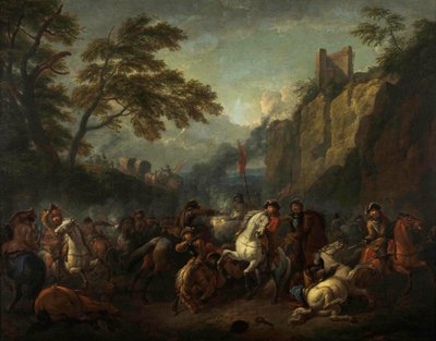 Kampscene af Pieter van Bloemen