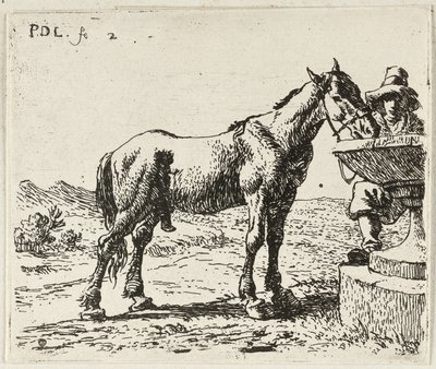 Drikkende hest af Pieter van Laer