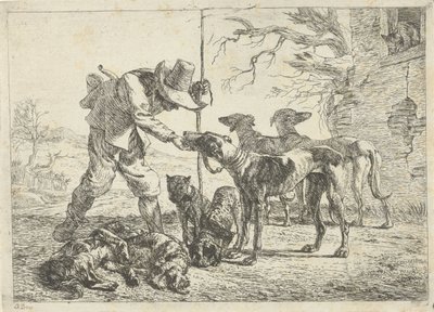 Jæger med syv hunde af Pieter van Laer