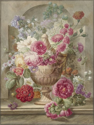 Vase med blomster af Pieter van Loo