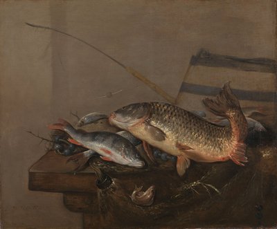 Stilleben med fisk af Pieter van Noort