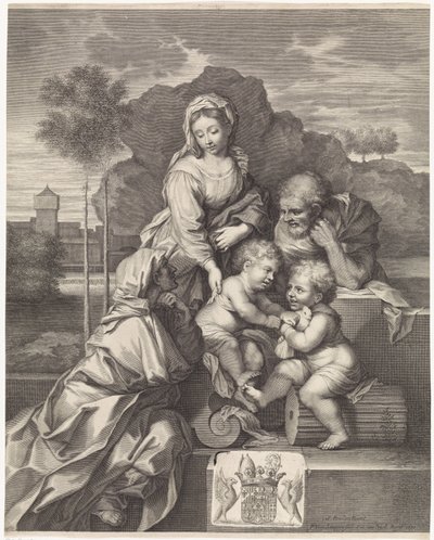 Hellig familie med Elizabeth og Johannes Døberen af Pieter van Schuppen