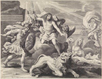 Salgsfremmende tryk med en allegorisk repræsentation af Ludvig XIV som Jupiter, 1659 af Pieter van Schuppen