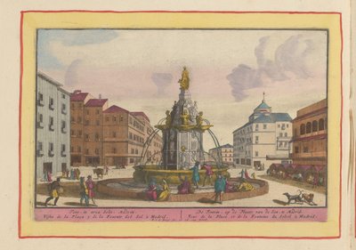 Springvand på Plaza Puerta del Sol i Madrid Fontænen, på Sønnens sted, i Madrid (titel på objektet) Theatrum Hispaniae (...) (serietitel) af Pieter van den Berge