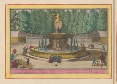 Fontæne af Bacchus i haverne til det kongelige palads i Aranjuez Bacchus-fontænen ved Aranjues (titel på objektet) Theatrum Hispaniae (...) (serietitel) af Pieter van den Berge
