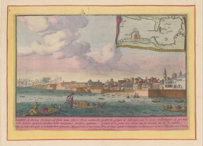Udsigt over Cadiz Cadix, beliggende i Andalusien, ved floden Guadalquivir, på en halv ø (...) (titel på objektet) Theatrum Hispaniae (...) (serietitel) af Pieter van den Berge