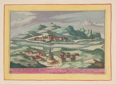 Udsigt over Fuenterrabia Fontarabie, en by i Guipiscoa, ikke langt fra havet, mellem S. Sebastian og S. Ian de Luz (...) (titel på objektet) Theatrum Hispaniae (...) (serietitel) af Pieter van den Berge