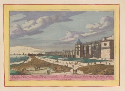 Udsigt over Jerome-klosteret i Belém Den smukke kirke Bellem, på Tajo, uden for Lissabon (titel på objektet) Theatrum Hispaniae (...) (serietitel) af Pieter van den Berge