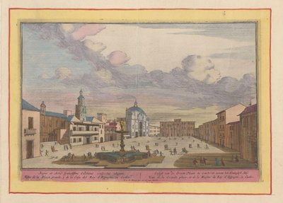 Udsigt over hovedtorvet i Cádiz Gesigt af det store sted i Cdix, ved siden af ​​Koninglyk Hof (titel på objekt) Theatrum Hispaniae (...) (serietitel) af Pieter van den Berge