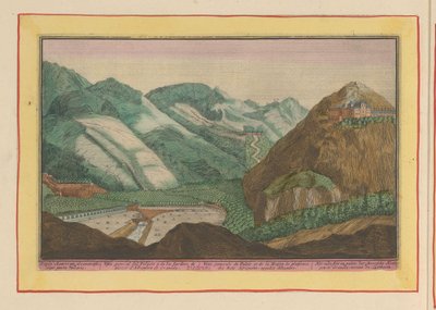 Udsigt over de mauriske kongers palads og haver i Granada De mauriske kongers gamle slot og palads ved Granade; ved siden af ​​Lusthoven (titel på objekt) Theatrum Hispaniae (...) (serietitel) af Pieter van den Berge
